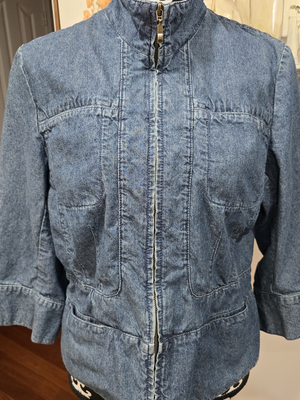 Coldwater Creek 4 Pocket Light Blue Denim Zip Jacket 0537